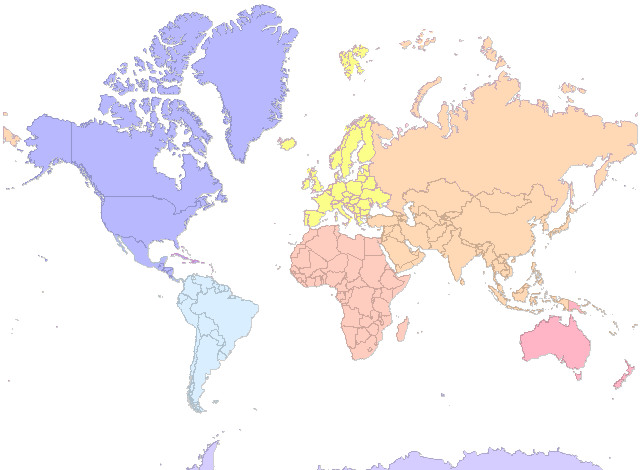 Carte du monde des gisements palontologiques